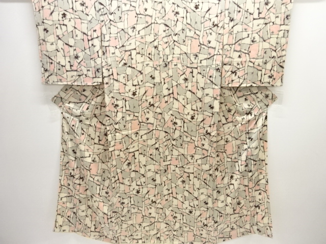 アンティーク　紋錦紗　抽象枝花模様着物